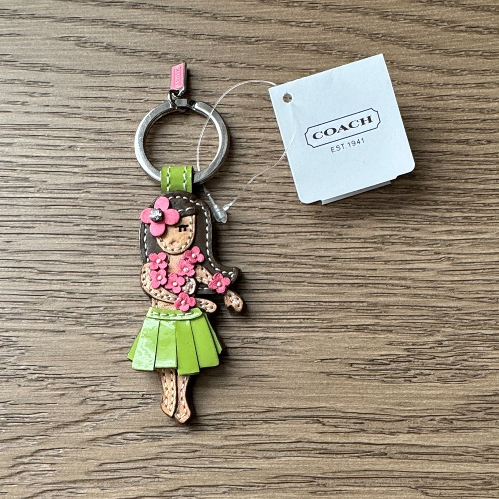 Coach Green and Pink Key Holder